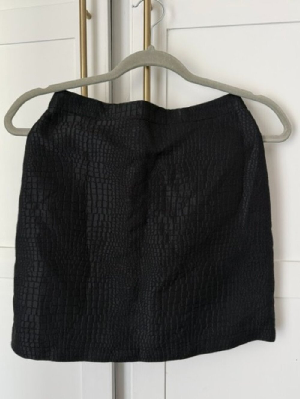The Adamane Black Crocodile Print Skirt